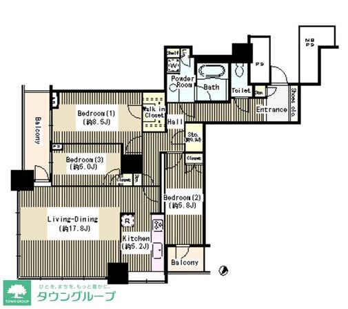 ＴＨＥ　ＴＯＫＹＯ　ＴＯＷＥＲＳ　シータワーの物件間取画像